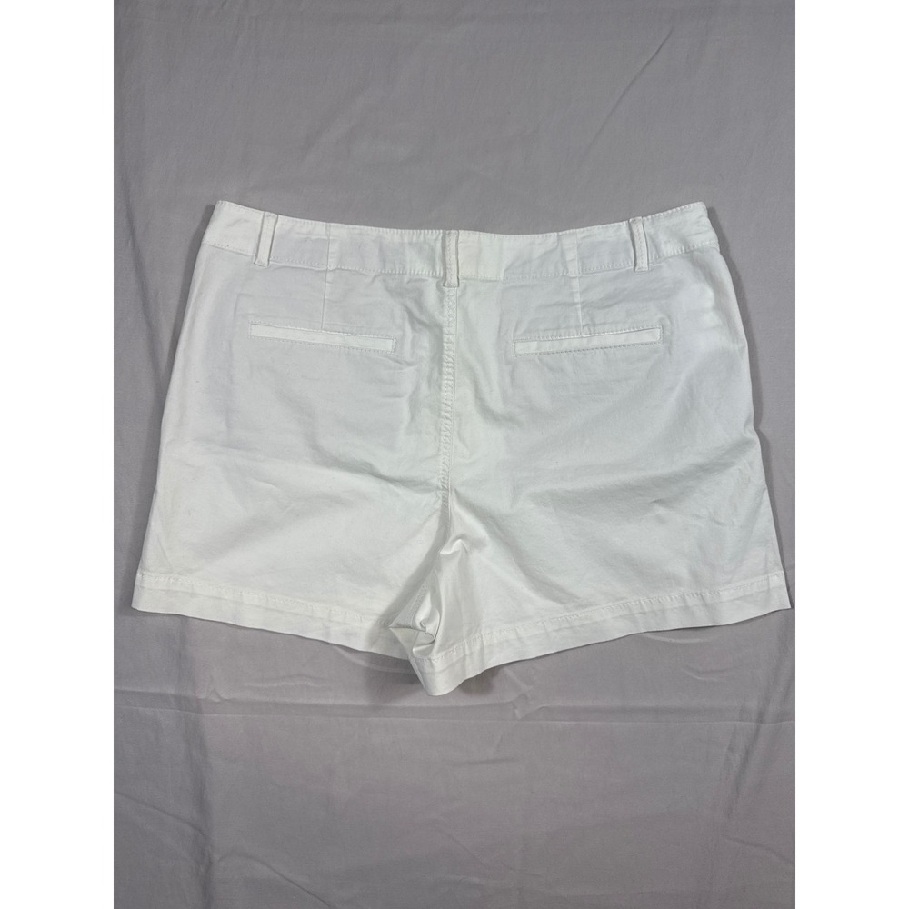 LOFT Women White The Washed Twill Shorts Size 16 Mid Rise Stretch Cotton Casual - Picture 6 of 6